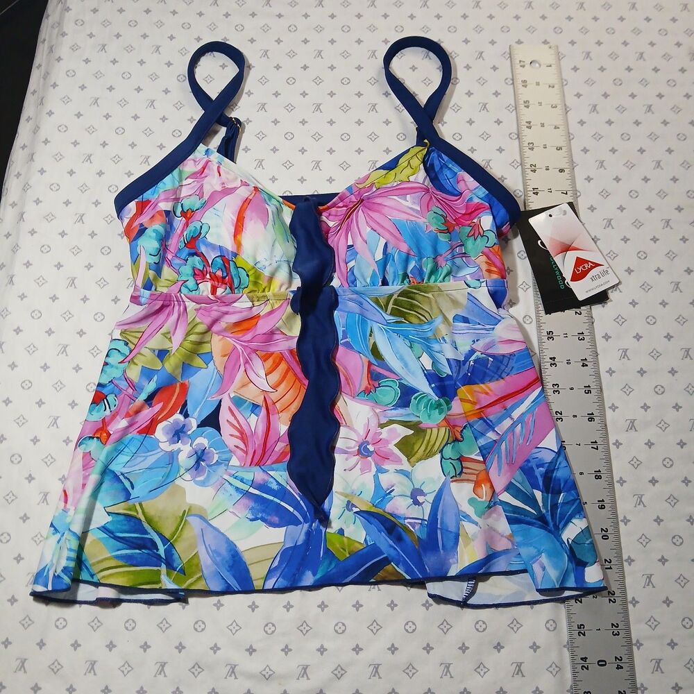 Maxine of Hollywood Floral Tankini Top Size 14 NWT